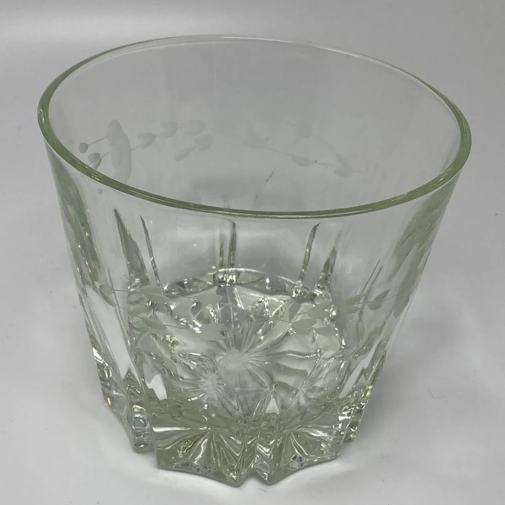 Princess House Clear Crystal Ice Bucket Heritage Floral Etched Design 6